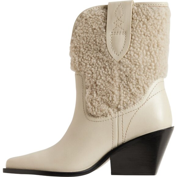 NEW FREE PEOPLE Leather Pitchfork Point Shearling Boots for woman 925 6s3 - Picture 5 of 9